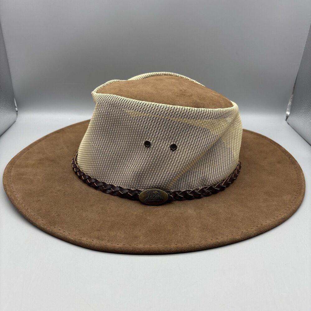 Jacaru Hat Men’s XXL Summer Breeze Australia Tan Brown Mesh/Suede Leather